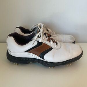 FootJoy Contour Mens Golf Shoes FJ White Brown Leather Size 10.5 Athletic